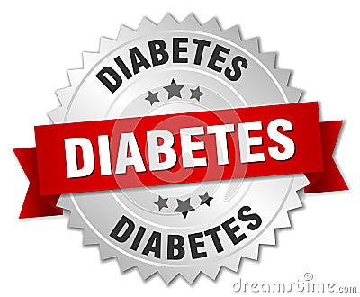 Diabetes 3d silver badge Vector Illustration