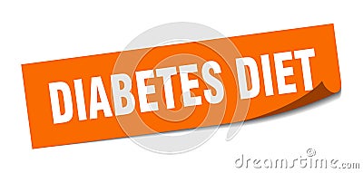 diabetes diet sticker. square isolated label sign. peeler Vector Illustration