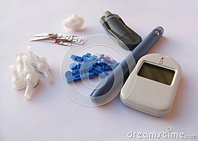 Diabetes equipment Stock Photo