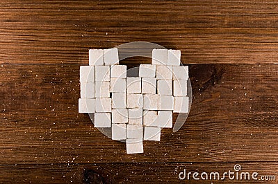 Diabetes is terrible disease. Heart of sugar cubes Stock Photo