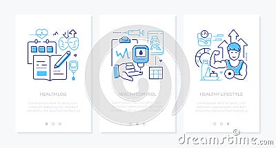 Diabetes - vector line design style web banners Vector Illustration