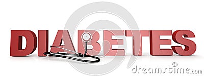 Diabetes word with stethoscope isolated on white background Stock Photo