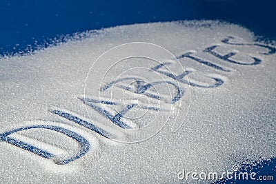 DIABETES written with sugar Stock Photo