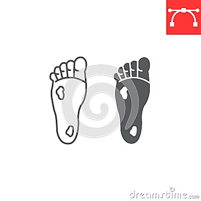 Diabetic foot line and glyph icon Vector Illustration