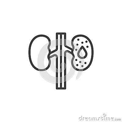 Diabetic kidney disease line icon Cartoon Illustration