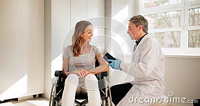 Diabetic Patient And Continuous Blood Sugar Level Stock Photo