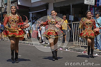 Diablada dance group at the Arica carnival Editorial Stock Photo