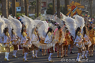 Diablada dance group at the Arica Carnival, Chile Editorial Stock Photo
