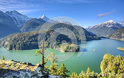 Diablo Lake in North Cascades National Park. Stock Photo