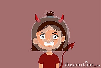 Furious Evil Child Having a Tantrum Episode Vector Cartoon Illustration Vector Illustration