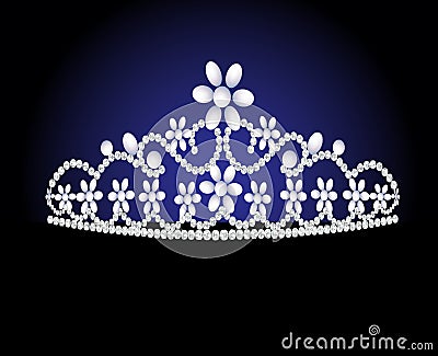 Diadem feminine wedding with pearl Vector Illustration