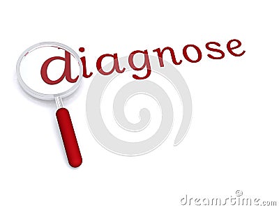 Diagnose with magnifying glass Stock Photo