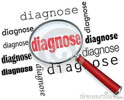 Diagnose Words Magnifying Glass Finding Searching Medical Diagnosis Stock Photo