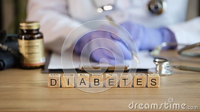 Diagnosis of diabetes mellitus and prescription of treatment doctor Stock Photo