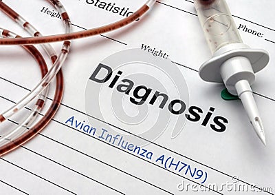 Diagnosis in a hospital of Epidemiology of Human infections with avian influenza AH7N9 Stock Photo