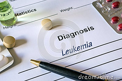 Diagnosis Leukemia written in the diagnostic form Stock Photo
