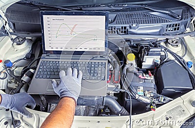 Diagnostic car computer Stock Photo