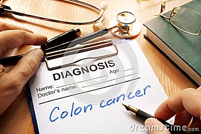 A diagnostic form with Colon cancer. Stock Photo