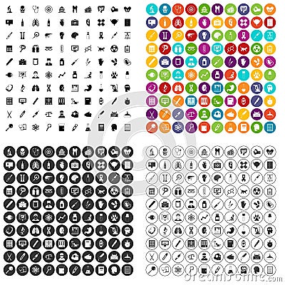 100 diagnostic icons set vector variant Vector Illustration