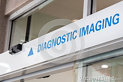Diagnostic Imaging word sign in hospital for health screening Stock Photo
