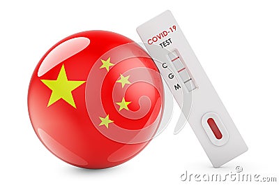 Diagnostic test for coronavirus in China. Antibody test COVID-19 with Chinese flag, 3D rendering Stock Photo