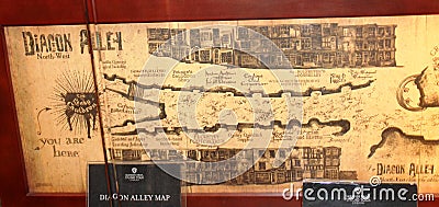 Diagon Alley map at Warner Bros. Studios, London, UK Editorial Stock Photo