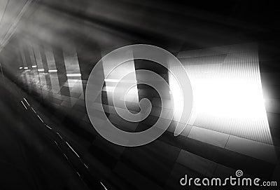 Diagonal black and white light leak in metro background Stock Photo