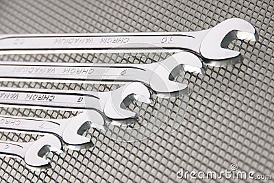 Diagonal chrome plated tools Stock Photo