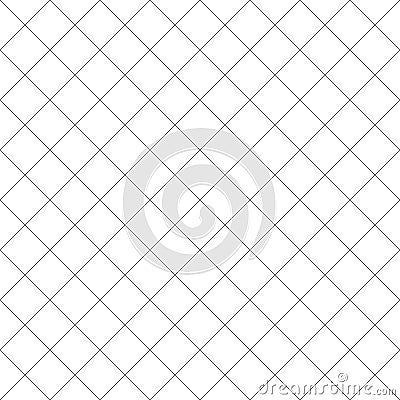 Diagonal cross line grid seamless pattern. Geometric diamond texture. Black diagonal line mesh on white background Vector Illustration