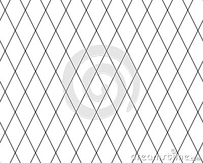 Diagonal cross line grid seamless pattern. Geometric diamond texture. Black diagonal line mesh on white background Vector Illustration