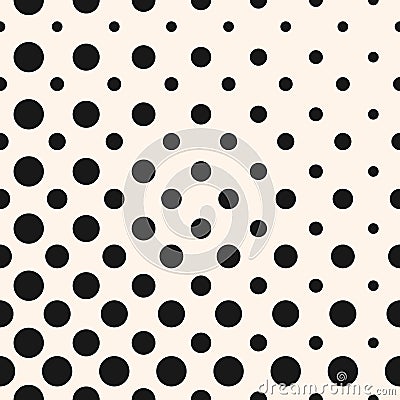 Diagonal halftone dots, circles vector seamless pattern. Vector Illustration