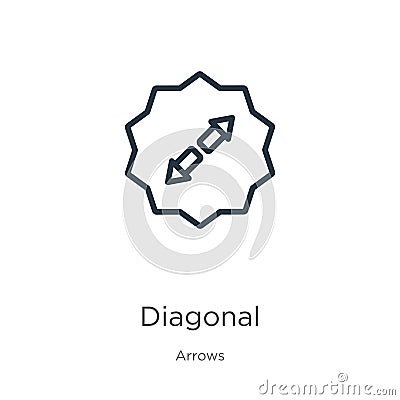 Diagonal icon. Thin linear diagonal outline icon isolated on white background from arrows collection. Line vector sign, symbol for Vector Illustration