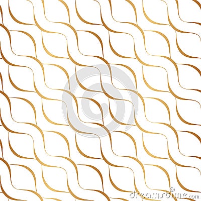 Diagonal line seamless pattern. Delicate lineal curved. Repeating abstract gold curves. Geometric swirl stripe. Repeated elegant t Cartoon Illustration