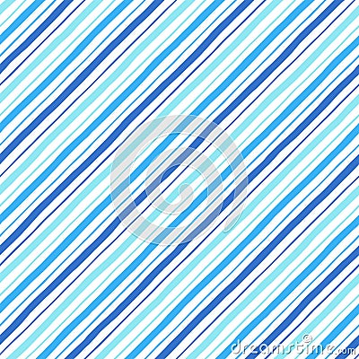Diagonal parallel doodle style blue stripes seamless pattern Vector Illustration