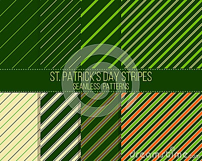 Diagonal stripes, st. patrick seamless patterns Vector Illustration