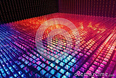 diagonal view of led screen pixels in a grid Stock Photo