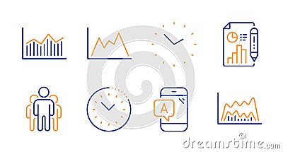 Diagram, Ab testing and Time management icons set. Report document, Group and Time signs. Vector Vector Illustration