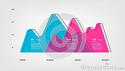 Diagram cartoon steps infographics with retro colors - can illustrate a strategy, workflow or team work, vector flat Vector Illustration