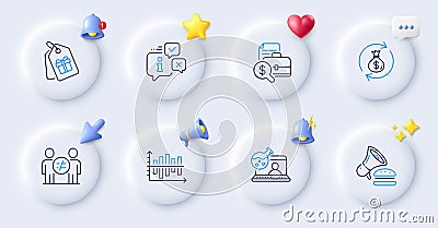 Diagram chart, Accounting report and Info line icons. For web app, printing. Vector Vector Illustration