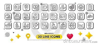 Diagram chart, Coins and Inflation line icons pack. For web app. 3d design elements. Vector Vector Illustration