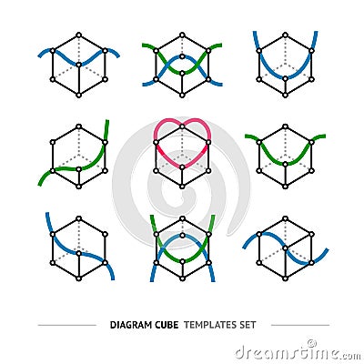 Diagram cube logo set Vector Illustration