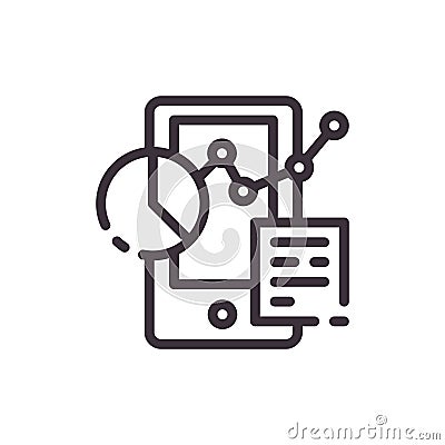 Chart and graph in phone icon. Vector Illustration