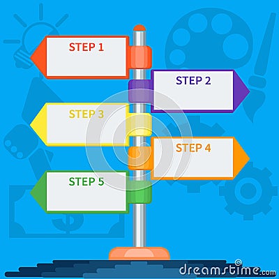 Diagram infographic of multidirectional pointers Vector Illustration