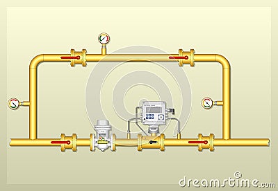 The diagram of installation of gas metering complex Stock Photo