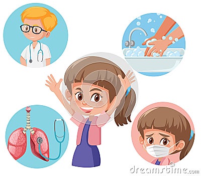 Diagram showing how to avoid getting sick Vector Illustration