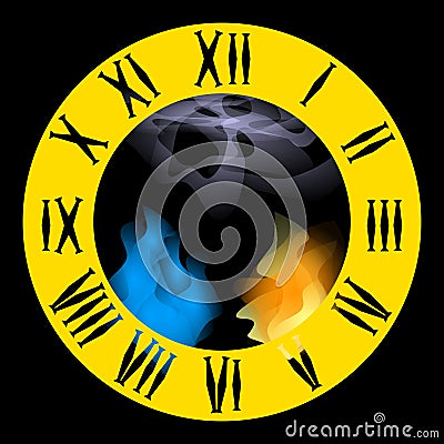 The dial on the background of fire and water Vector Illustration