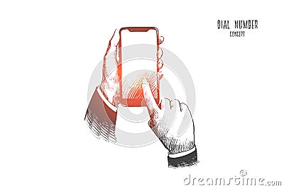 Dial number concept. Hand drawn isolated vector. Vector Illustration