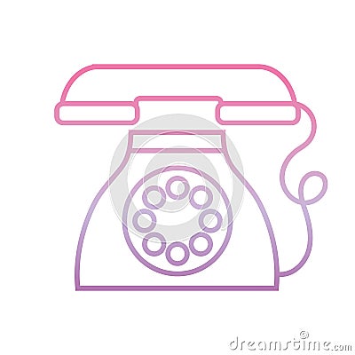 Dial operated telephone , phone gradient icon Vector Illustration