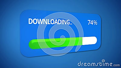 Dialog box with downloading of media file, status bar filled in three quarters Stock Photo