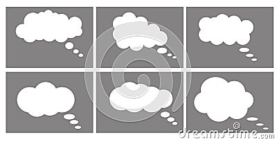 Dialog box icon, chat cartoon bubbles. Thinking cloud. Vector Illustration